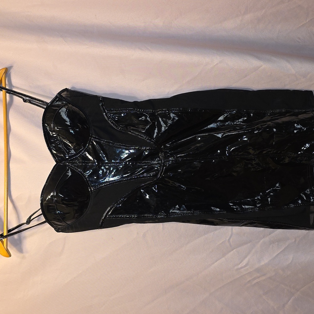 Fashion Nova Black Pleather Dress Womens Size Small (Janette #1)